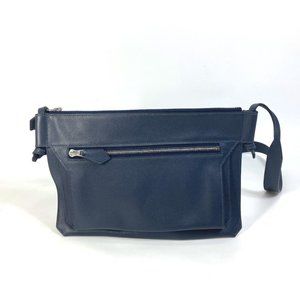 HERMES Ultra Pla GM Crossbody Shoulder Bag in Leather, Men's, Bleu Nuit Navy